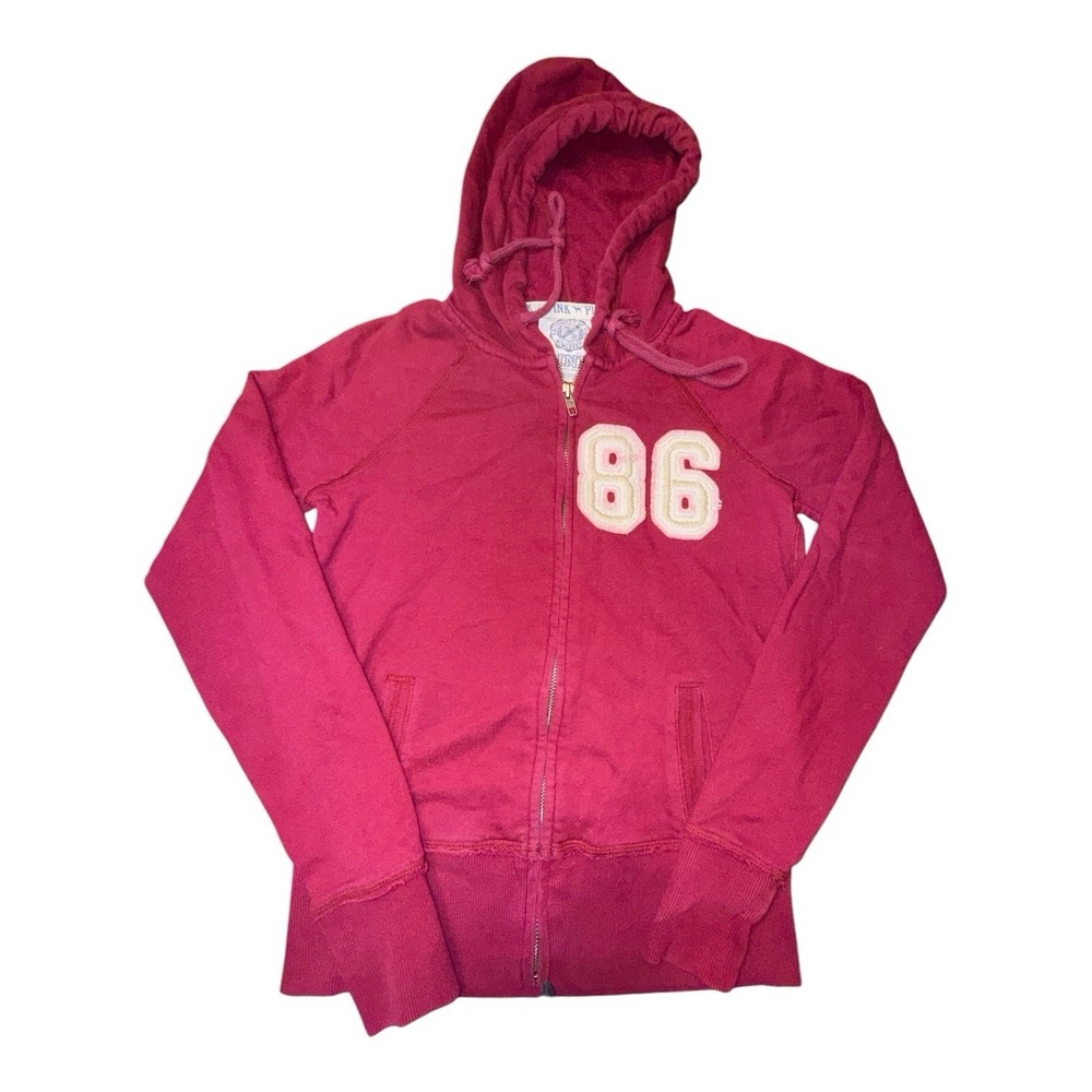 Victorias Secret Love PINK University Maroon Go Fight Win Hoodie Embroidered XS